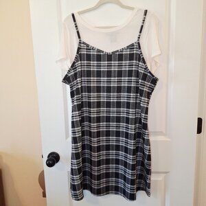 Knit Black & White Plaid Dress w/Tee Sz 1XL